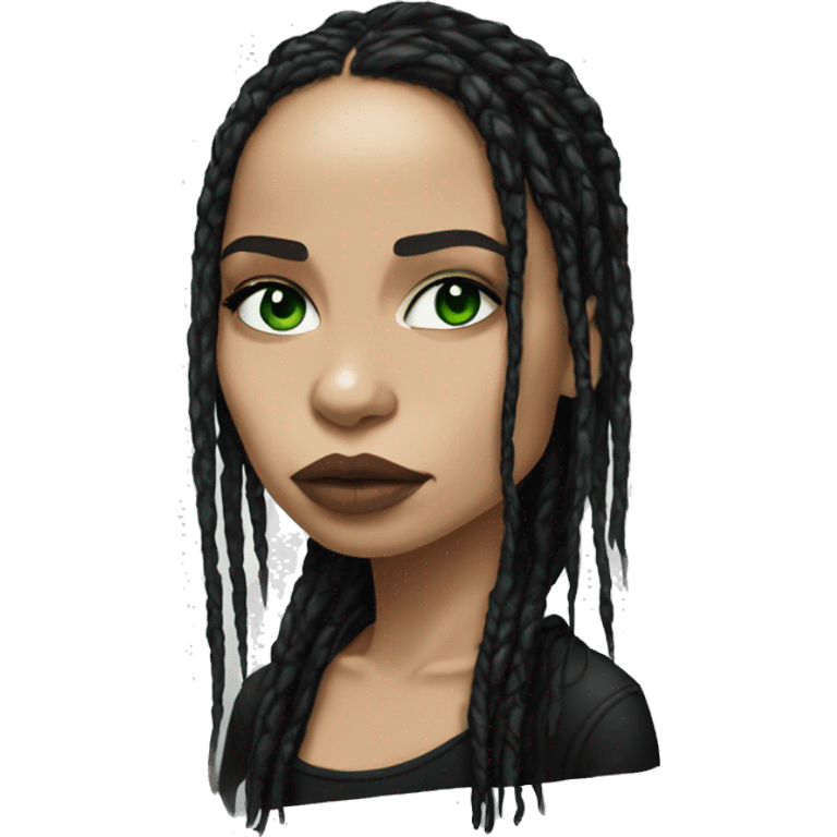 Zoë Kravitz, portrait, goth, dread, white skintone, green eyes emoji