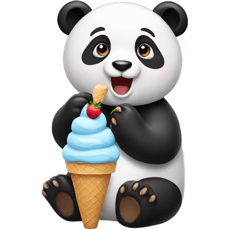 Panda eating ice cream emoji