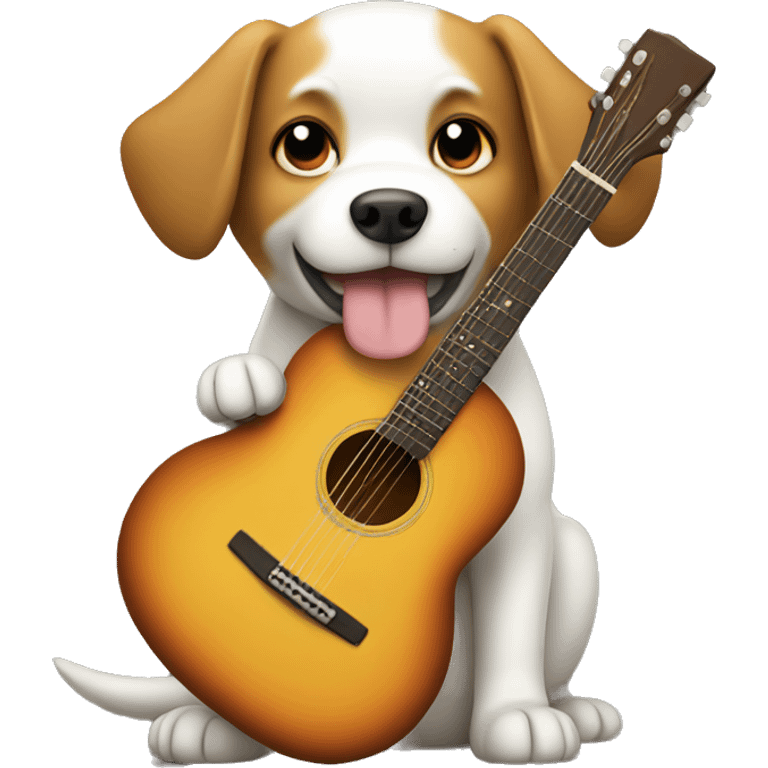 Dog holding guitar  emoji