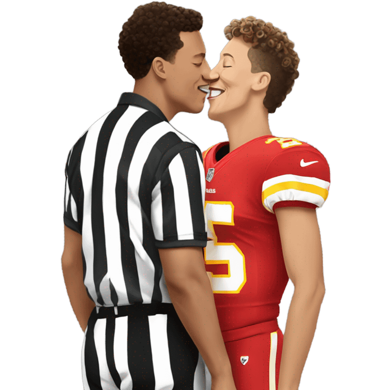 Patrick Mahomes kissing a football referee  emoji