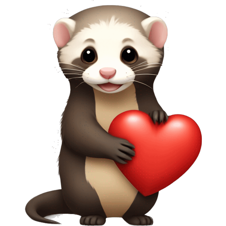 ferret hugs a heart emoji