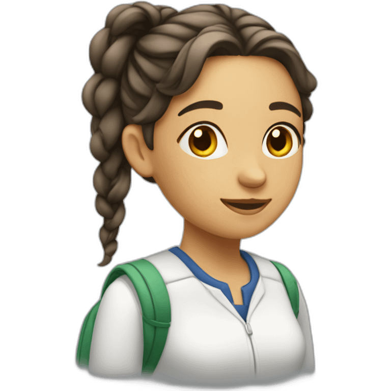 Menina branca estudando emoji