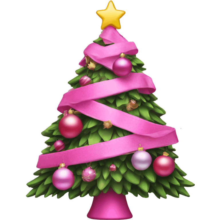 Christmas tree in pink with pink decoration emoji