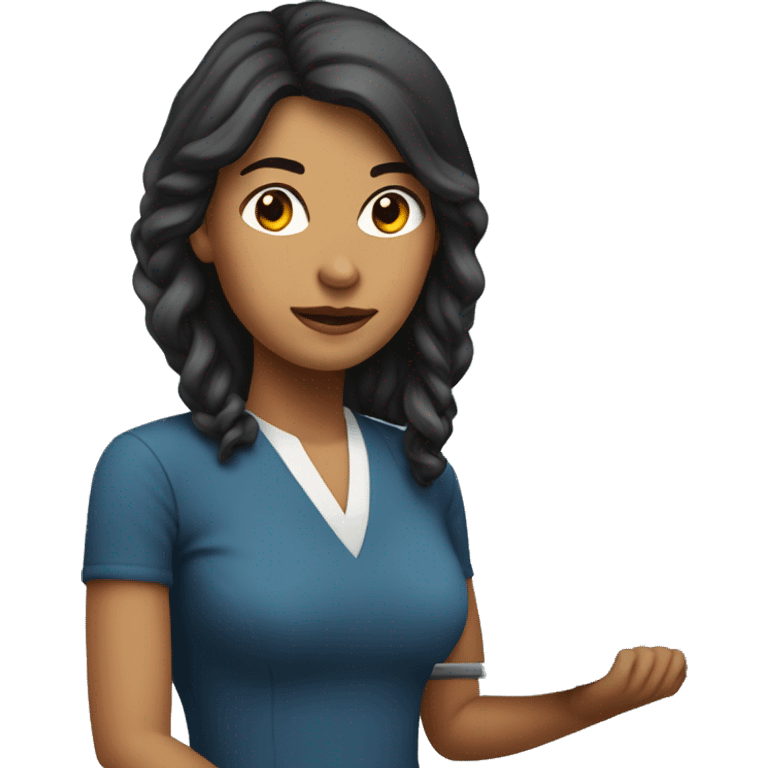 mulher morena atendente no computador emoji