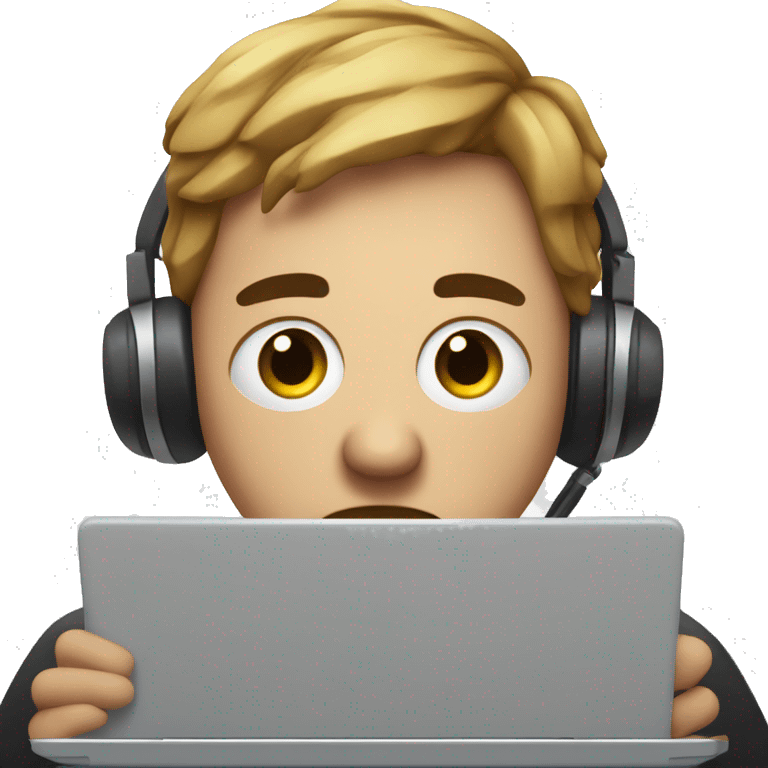 emoji of a person with black circles in his eyes and this person with his laptop sad emoji