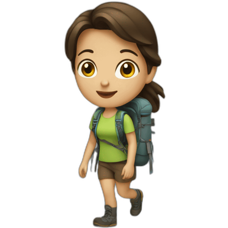 Brunette girl goes trekking emoji