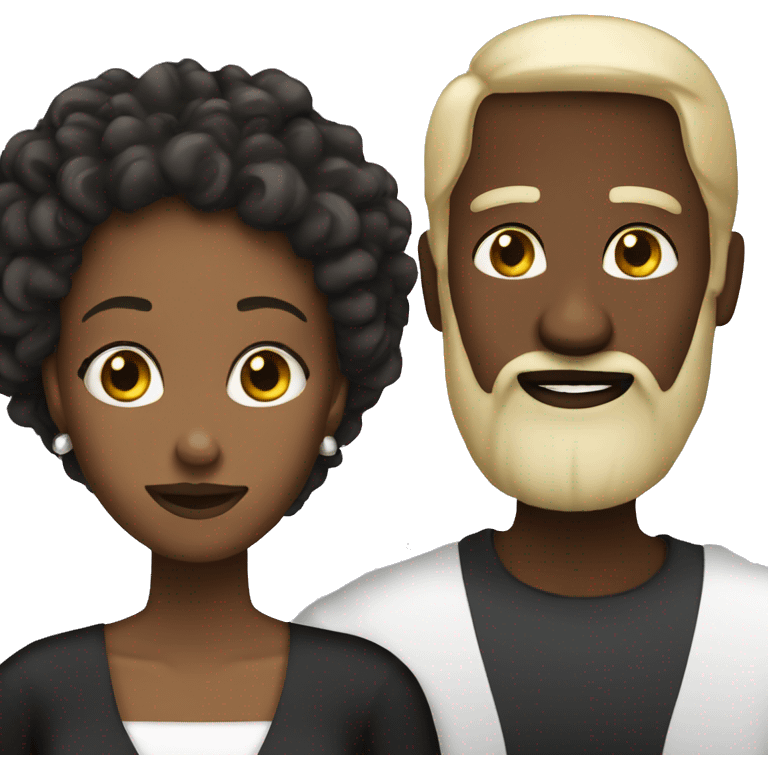 Marriage white woman black man with beard  emoji