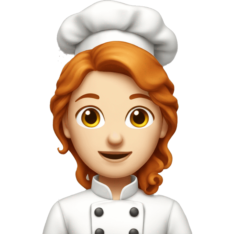 A redhead pastry chef making a cake emoji