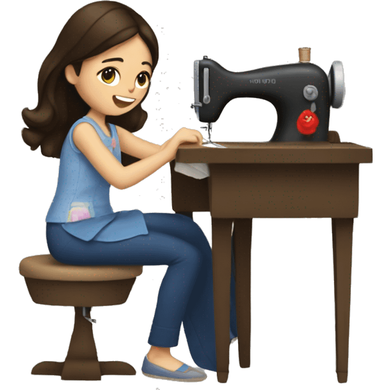 Brunette girl sewing  emoji