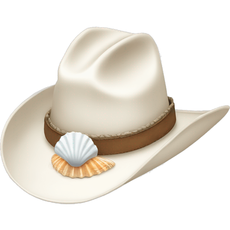 White cowgirl hat with seashell band emoji