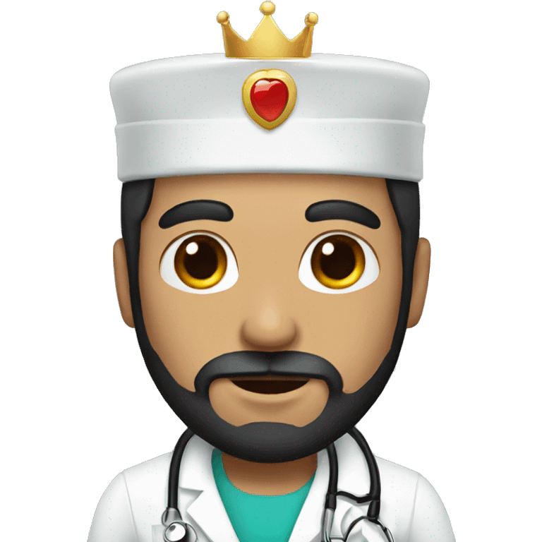 male doctor with black beard and a crown emoji