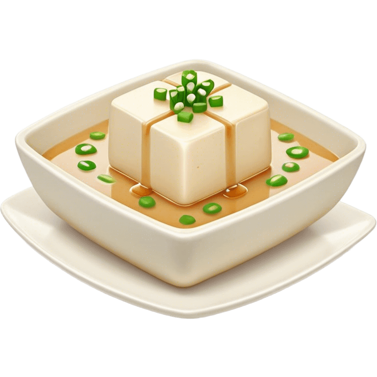 Cinematic Realistic Silken Tofu Dish Emoji, depicted as soft, smooth tofu in a delicate sauce rendered with lifelike detail and gentle, natural lighting. emoji