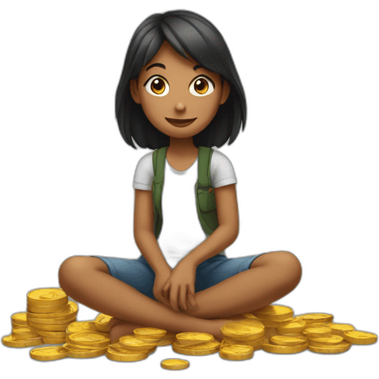 girl sitting on coins emoji