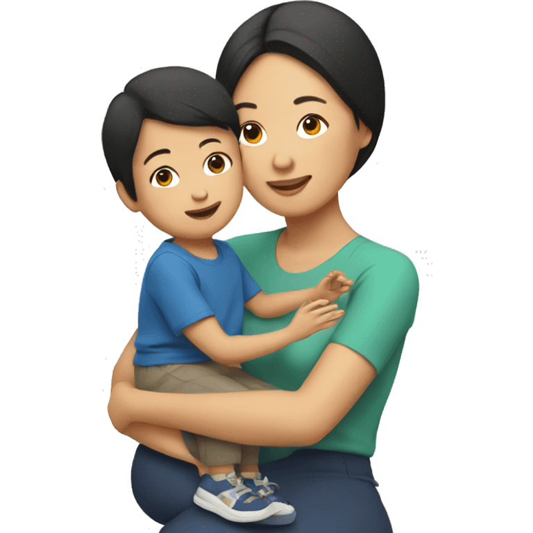 Asian mam and kid emoji