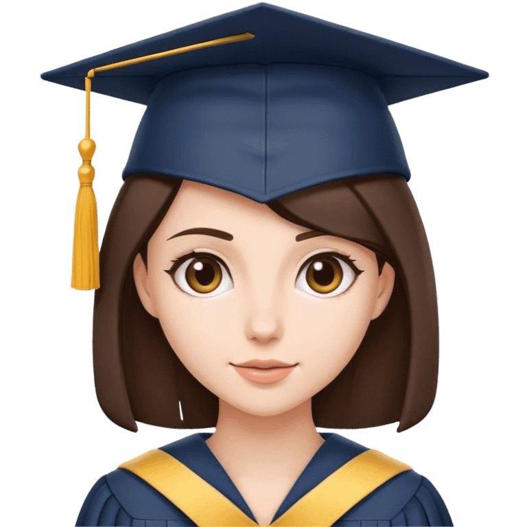 Brunette with graduation cap emoji