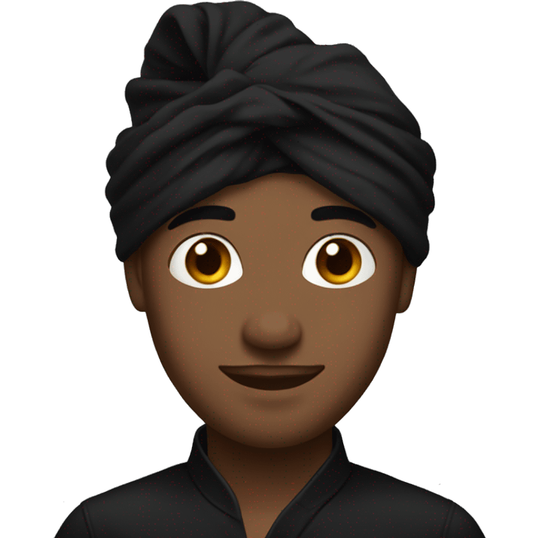 handsome male portrait in black wearing black turban emoji