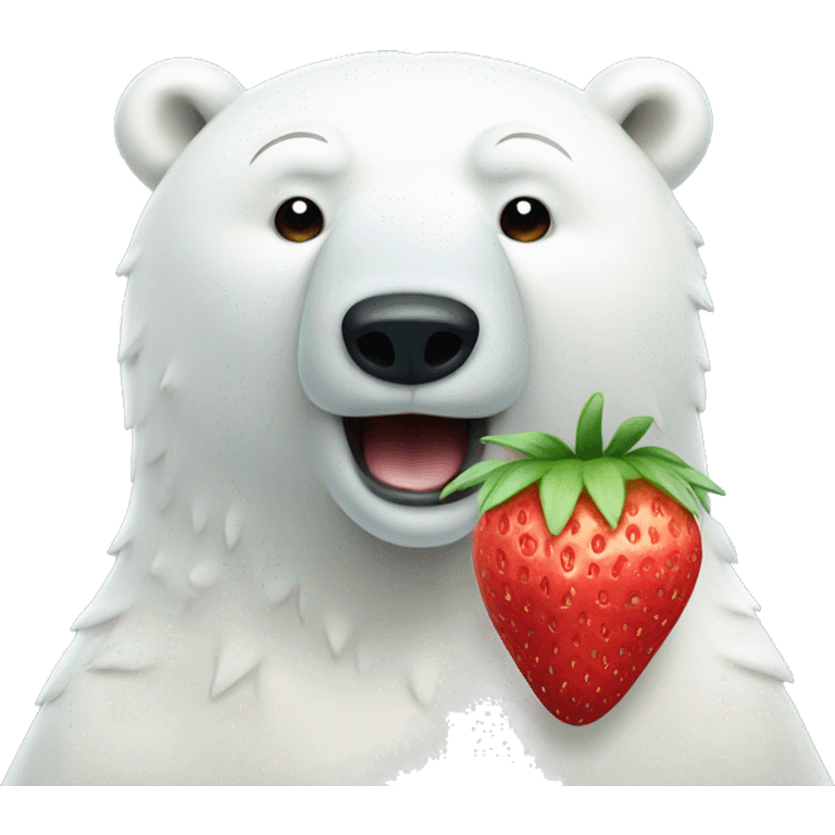 polar bear with strawberry emoji