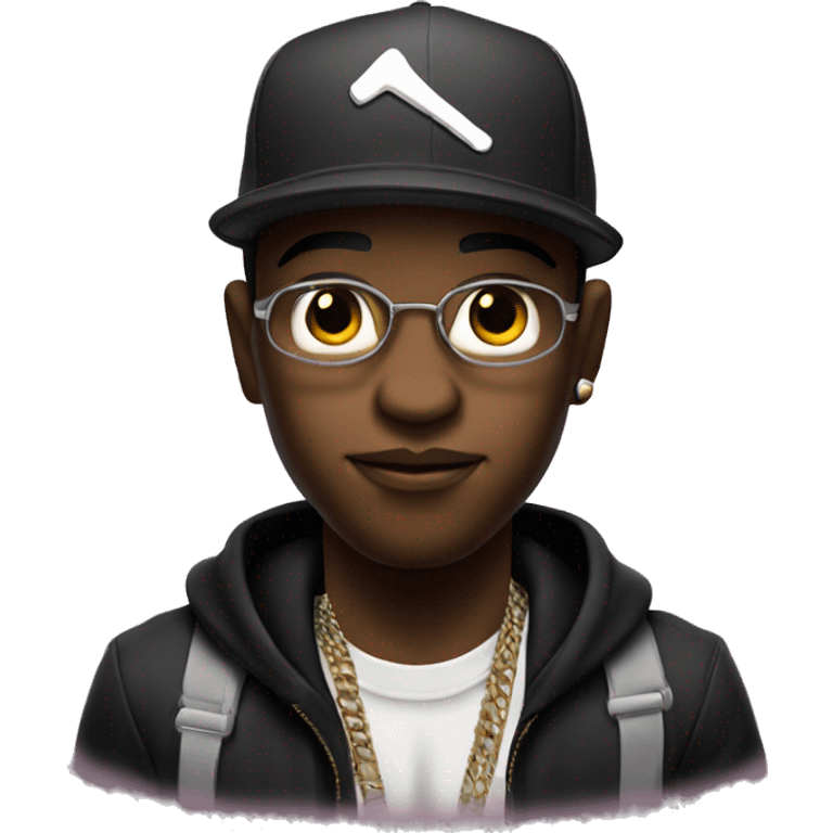 
rapper with realistic shadow and glow skin details, emoji