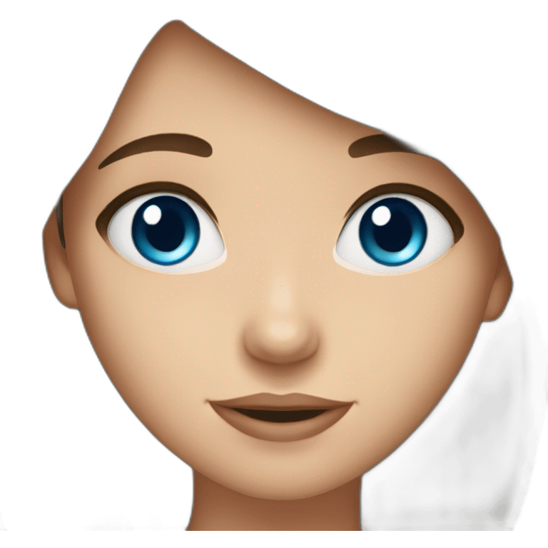 Girl with brown hair and blue eyes on party emoji