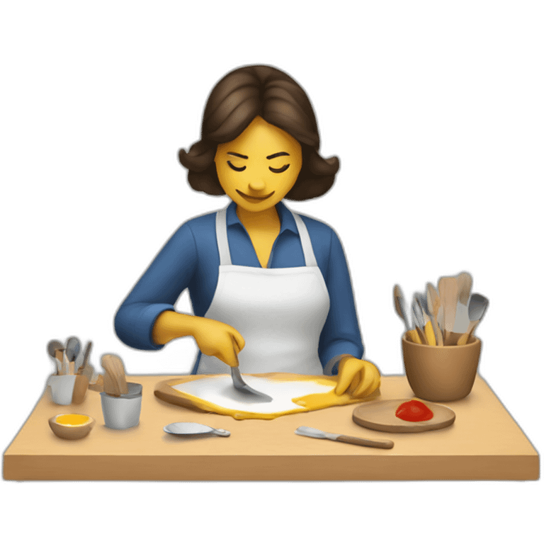 mujer pintando una mesa emoji