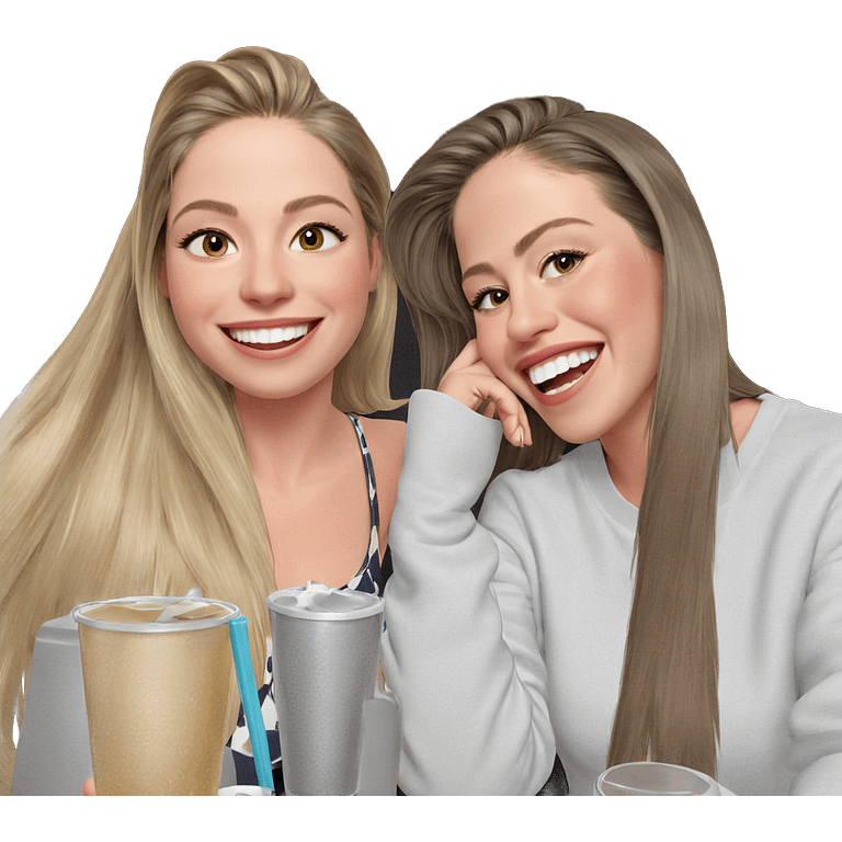 smiling girls enjoying drinks emoji