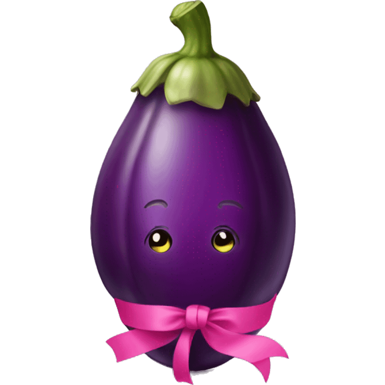 Eggplant with pink ribbon emoji