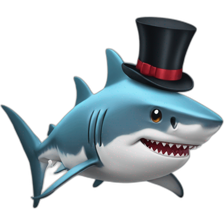 Shark with a top hat emoji