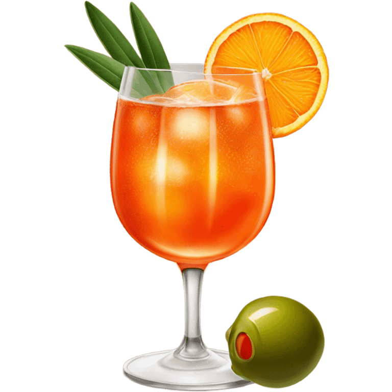 Aperol spritz with green olives and orange  emoji