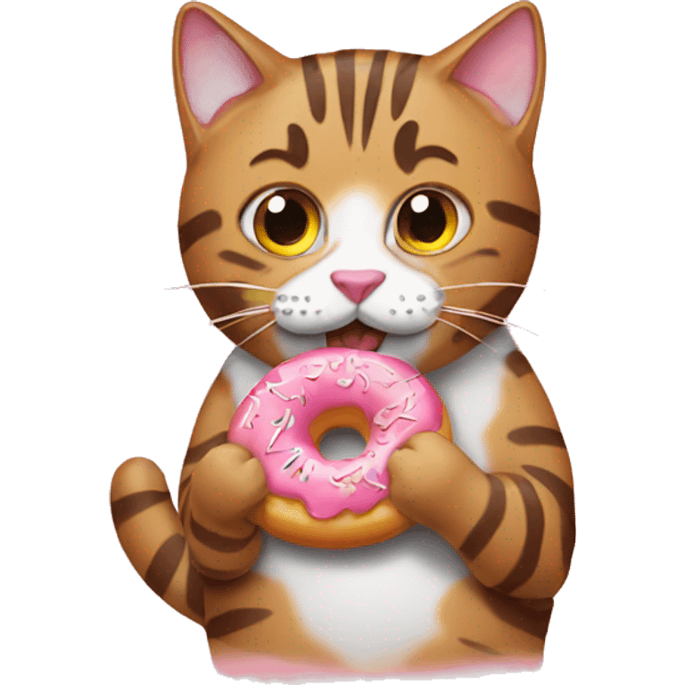 Tabby cat eating doughnut emoji