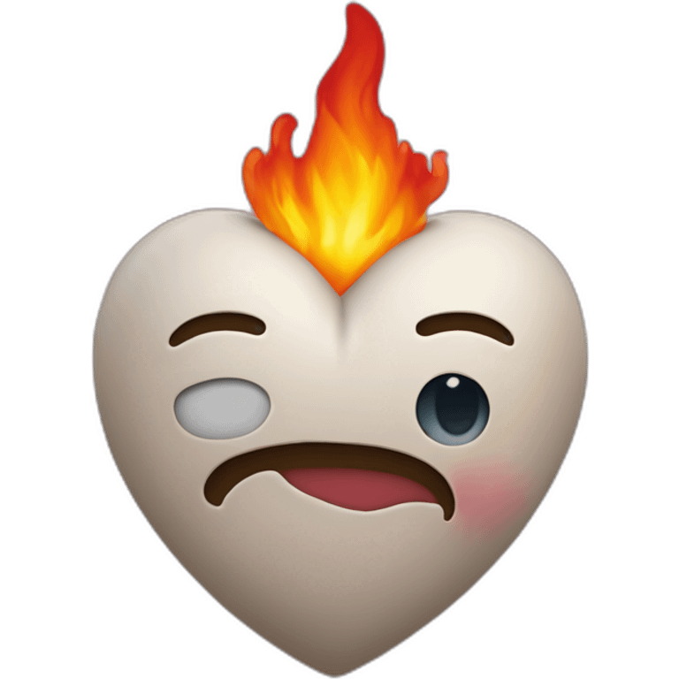 Coeur en feu avec écrit je t'aime dans le coeur emoji