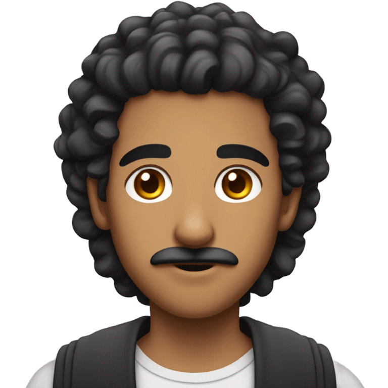 an arab man with curly black hair and a goatie snd mustache teenager emoji