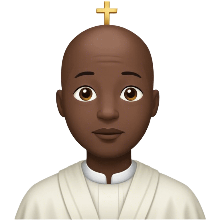 Black bald man praising god emoji