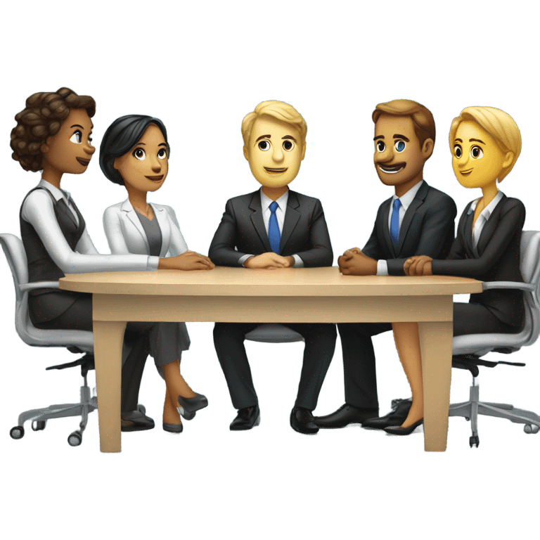 5 people business meeting sitting at a table emoji