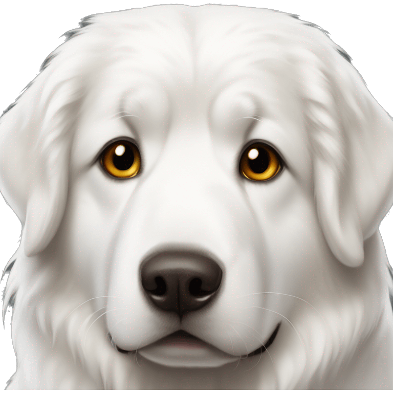 Great Pyrenees with brown eyes emoji