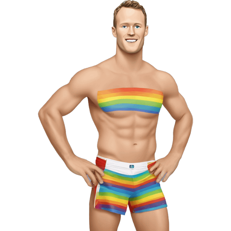 Jonathan Toews beach body with rainbow background emoji