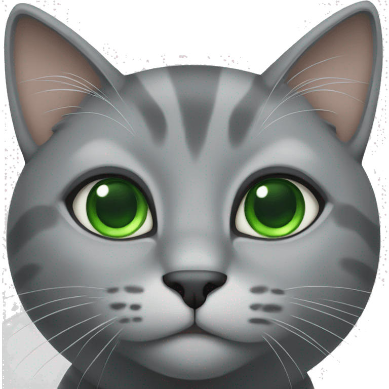 Gray cat with green eyes emoji