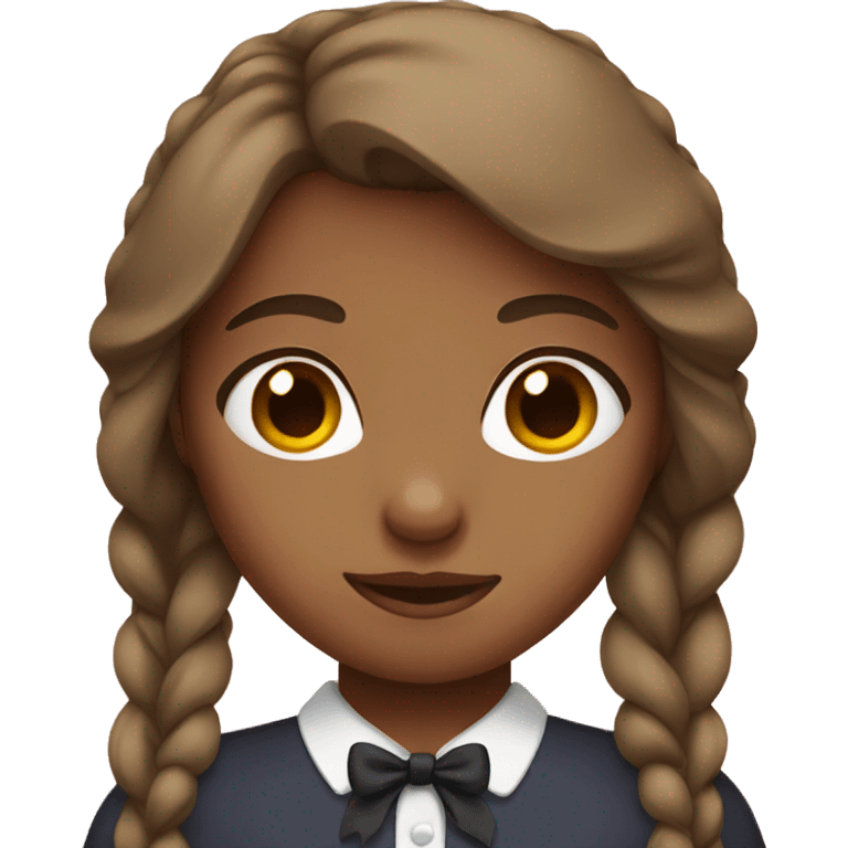 a brown headed girl wearing a bow emoji