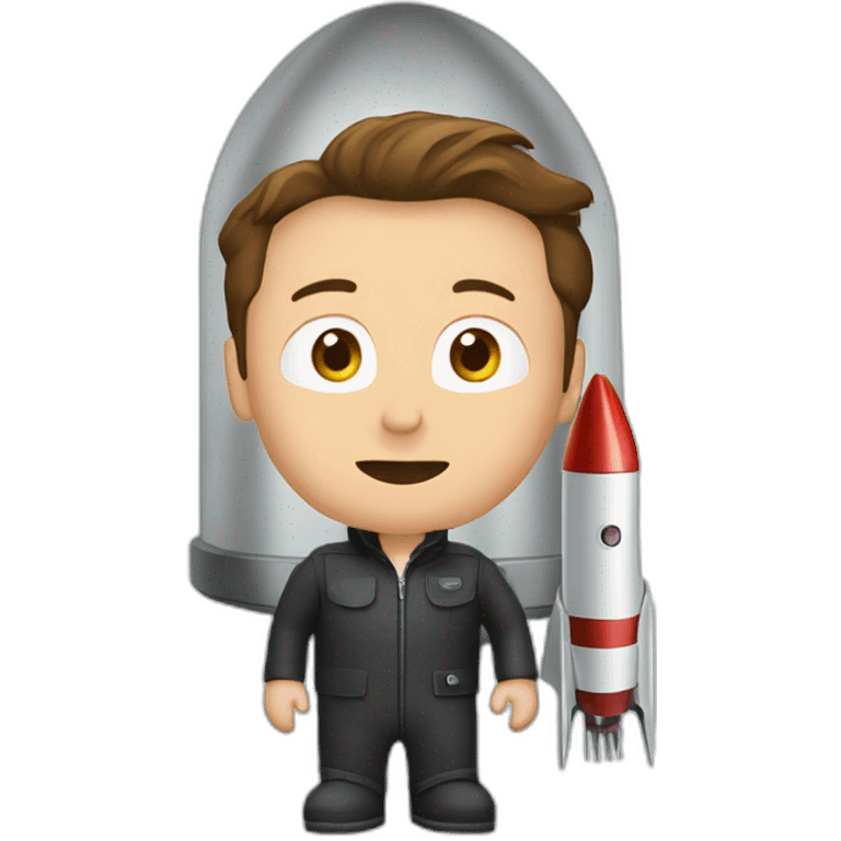 elon musk with a rocket going out of the bottom emoji