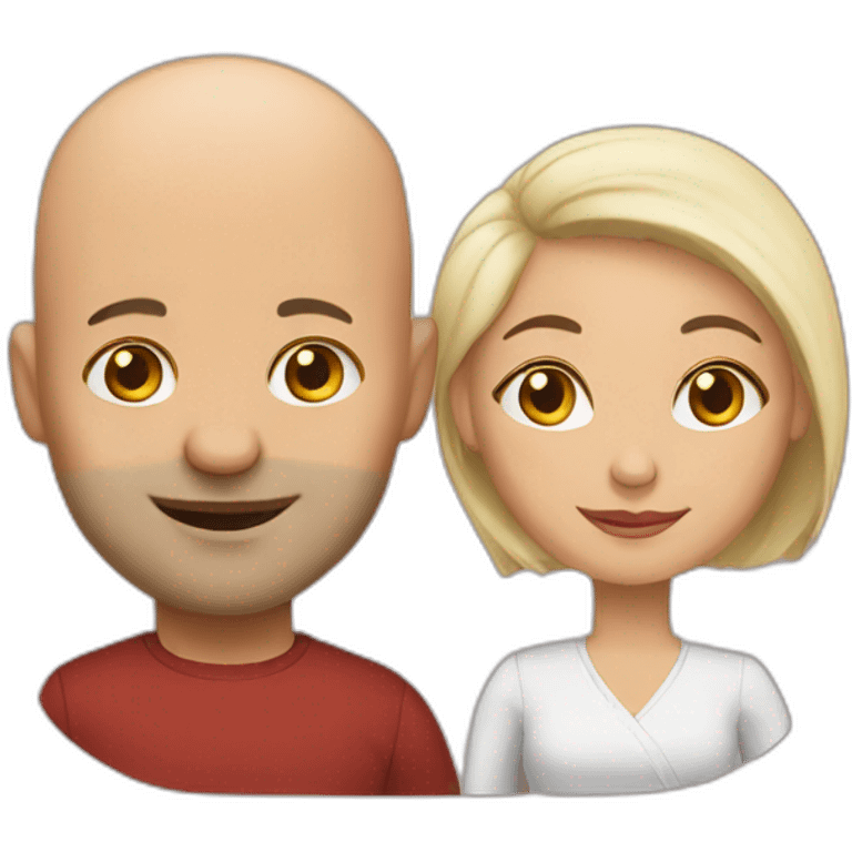 Bald man and his wife emoji