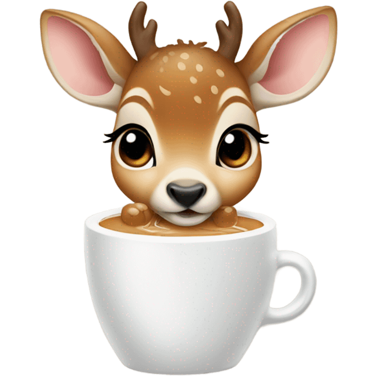 Baby deer drinking iced latte  emoji