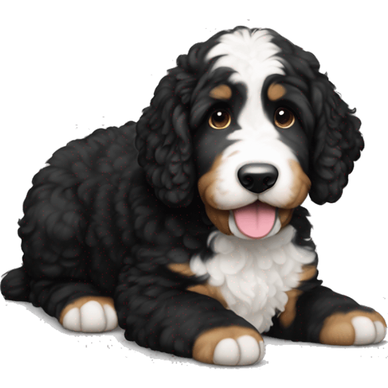 black and white f1 bernedoodle emoji