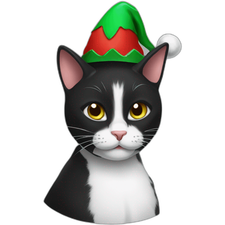 black cat christmas hat emoji