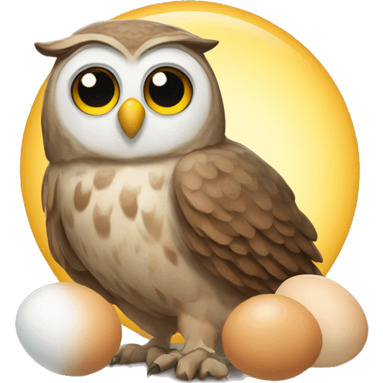 Owl with two eggs emoji