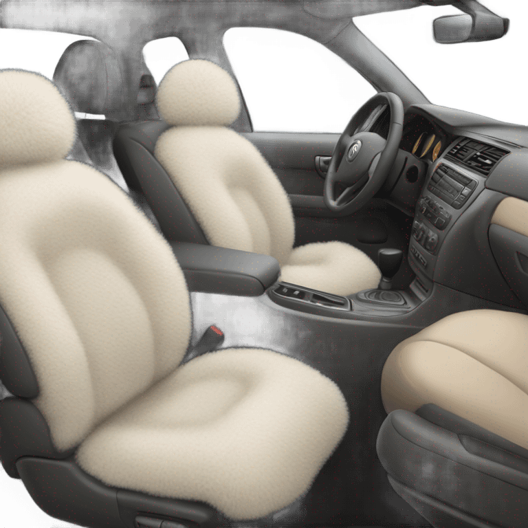 realistic car interior artwork but fluffy emoji