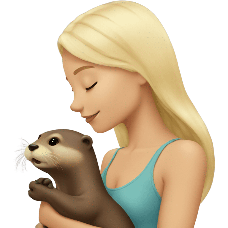 Otter kissing blonde girl emoji