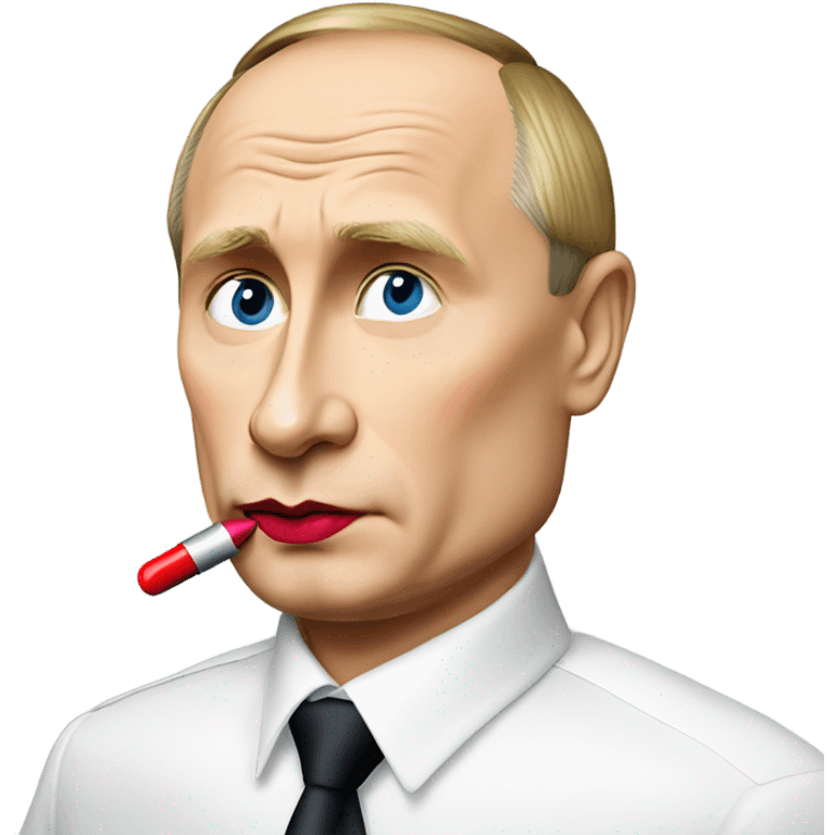 Vladimir Putin putting on red lipstick  emoji