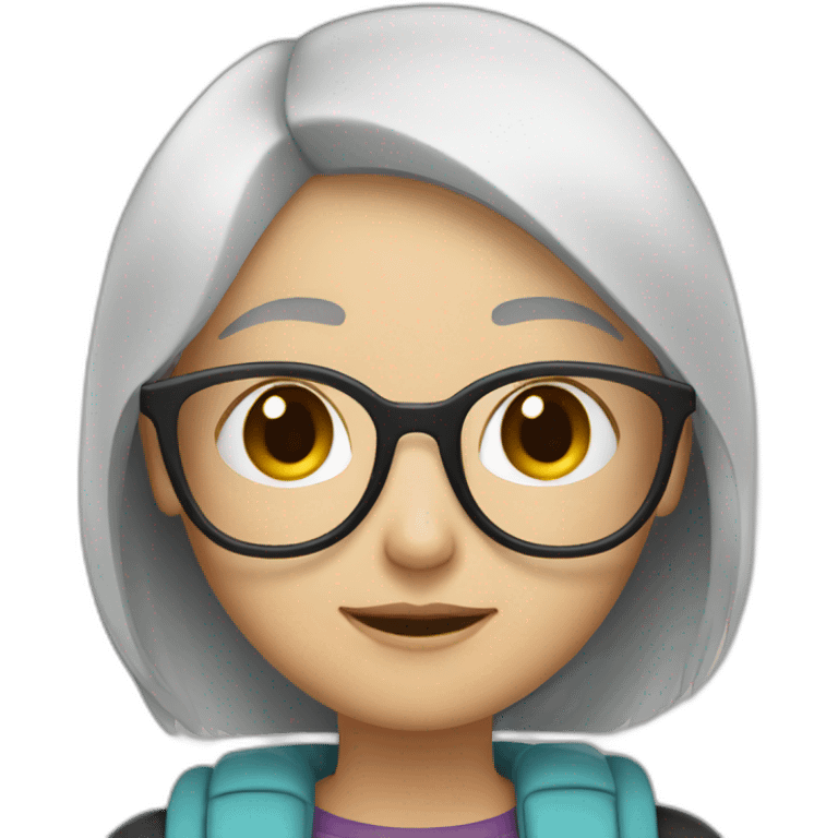 Couple of two girls one with white hair and other with short brown hair and glasses emoji