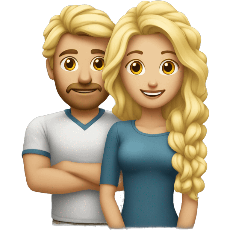 Chica rubia pelo largo con su novio mereno de pelo rizo  emoji