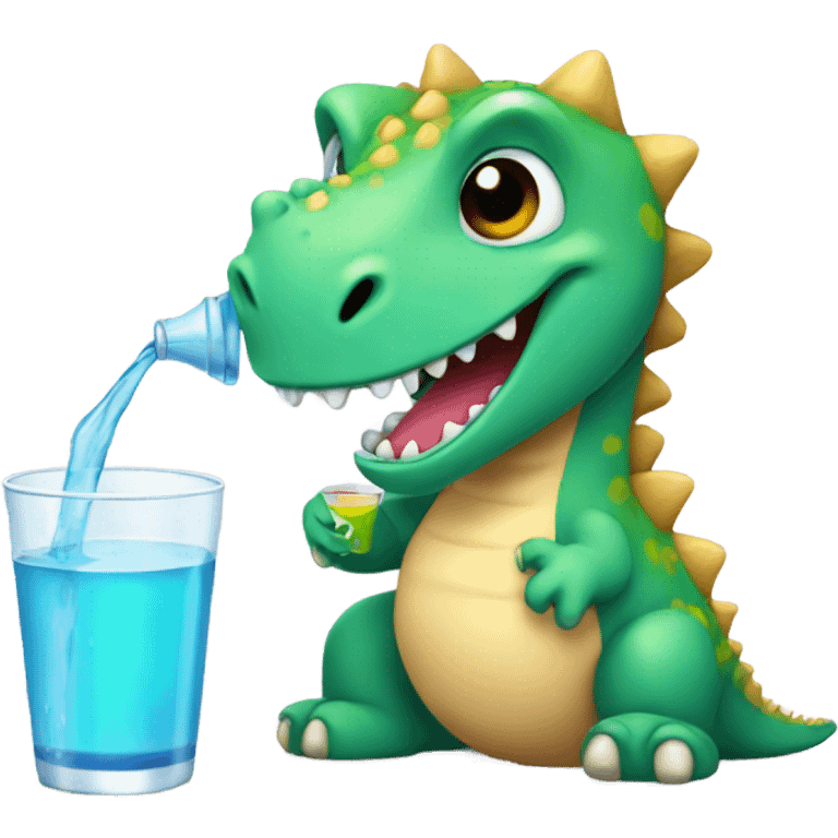 Cute Dino having a drink emoji