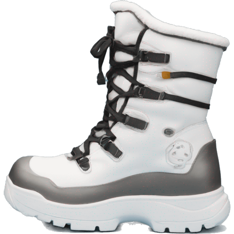 snow boot inspired by astronaut footwear. wrap-around lacing chunky exterior and sole emoji